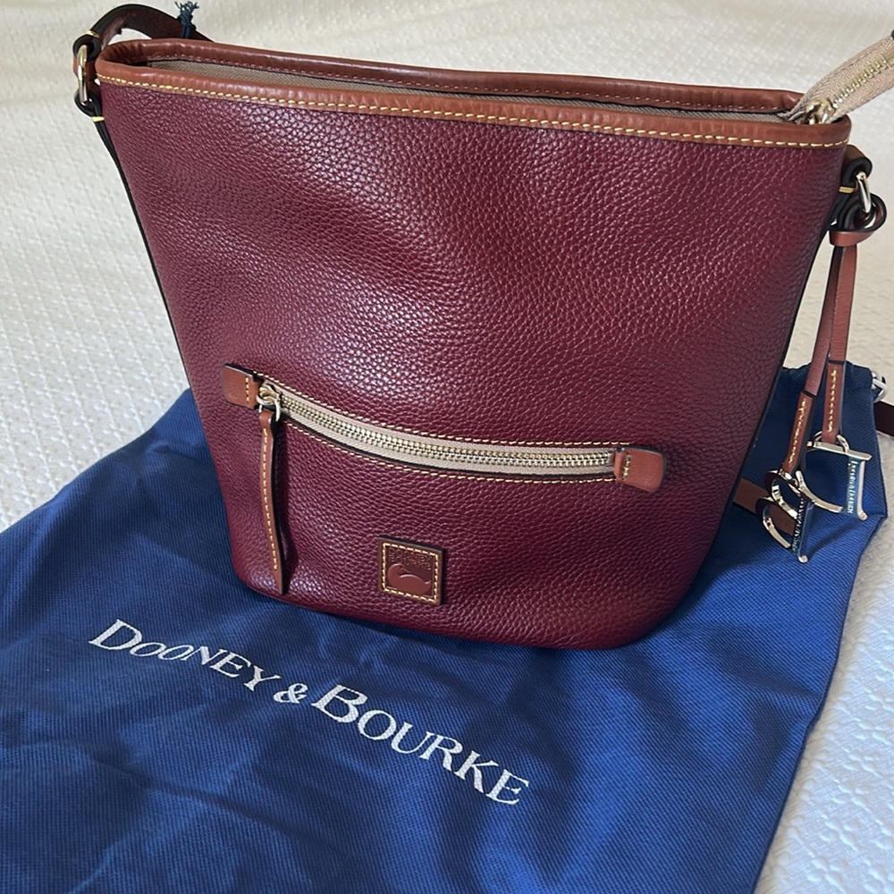 Dooney & Bourke Brown Leather Crossbody Bag with Gold Hardware
